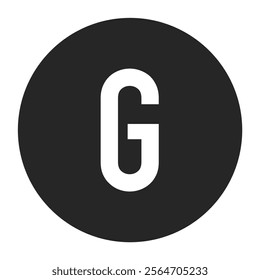 Crisp white letter G placed in a dark circular background. A minimalist and modern vector design suitable for branding, logos, and contemporary graphic projects.