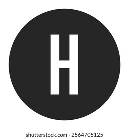 Crisp white letter H placed in a dark circular background. A minimalist and modern vector design suitable for branding, logos, and contemporary graphic projects.