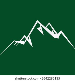 Crisp white mountain silhouette against forest green, perfect for hiking gear, national park merch, or eco-conscious logos. Rugged and timeless.
