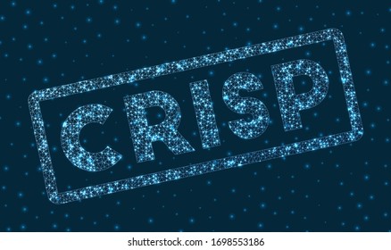 Crisp word in digital style. Glowing geometric crisp badge. Appealing vector illustration.