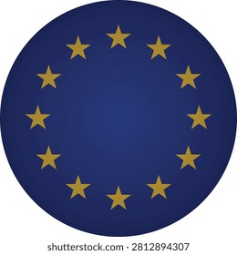 A crisply designed circular badge icon depicting the official flag of the European Union. This instantly recognizable emblem features a circle of twelve golden stars on a blue background, representing unity, solidarity, and harmony among the peoples o...