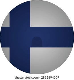 A crisply designed circular badge icon depicting the official flag of Finland. This instantly recognizable emblem features a blue Nordic cross on a white field, representing the nation's countless lakes, snowy landscapes, and independence.