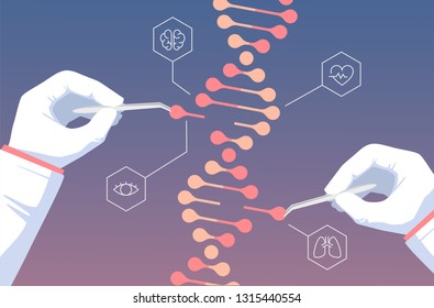 CRISPR CAS9 - Genetic Engineering. Gene Editing Tool Research Illustration