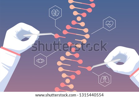 CRISPR CAS9 - Genetic engineering. Gene editing tool research illustration