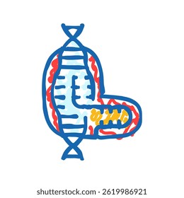 Herramienta CRISPR Ingeniería genética Doodle Icono Sketch Vector. Herramienta CRISPR Signo de ingeniería genética. Ilustración de símbolo aislado