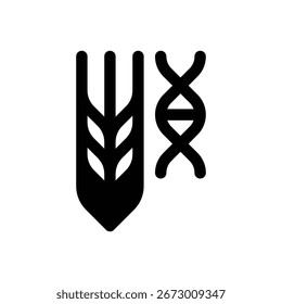 Cultivos editados por CRISPR. Icono de Vector de trazo delineado con detalles rellenos de negro.