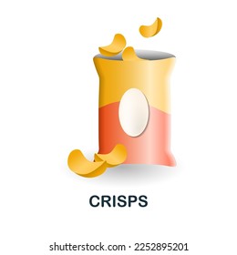 Crisps icon. 3d illustration from food market collection. Creative Crisps 3d icon for web design, templates, infographics and more