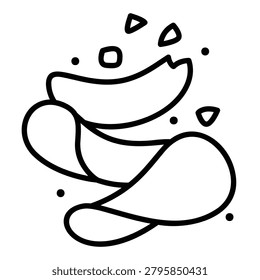 Crisps icon representing thin crunchy snack chips and packaged snacks.