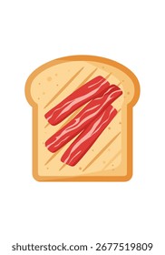 Tiras de bacon crocantes em cima da fatia de pão torrado para um delicioso café da manhã ou refeição de brunch.