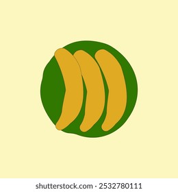 Chips de plátano crujientes en una Ilustración vectorial de hoja de plátano. Comida callejera Pisang Goreng o plátano frito