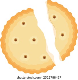 Crispy Broken Cookie Illustration Isolated on White Background