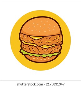 Ilustración vectorial de la hamburguesa de pollo crujiente