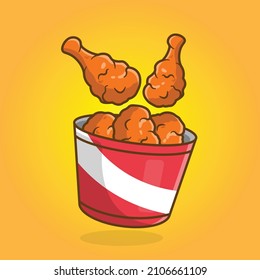 Crispy Chicken Drumsticks Bucket. Chicken Drumsticks. Fried Chicken. Illustrator Design. Vector Art. Hand Drawing. Digital Art. Cartoonish Design.