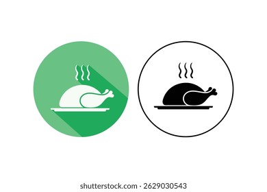 Crispy Chicken Flat Design Icons, fried chicken flat icon, crispy chicken vector art, grilled chicken icons