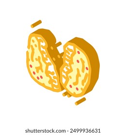 knuspriges Huhn gebraten isometrische Ikone Vektor. knuspriges Hähnchenfrittenschild. einzelne Symbolgrafik