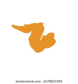 Ilustración de pollo crujiente. Ilustración de pollo frito. Diseño plano de pollo crujiente. Ilustración de carne de pollo crujiente en estilo de dibujos animados