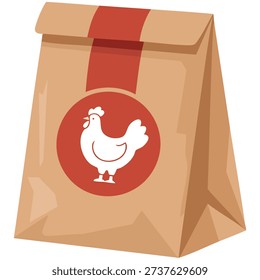 Crispy chicken takeout bag vector graphic fast food container isolated
