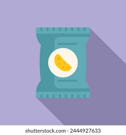 Crispy chips food icon flat vector. Snack pack. Fast food packet product