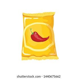 crispy chips in the package vector illustration