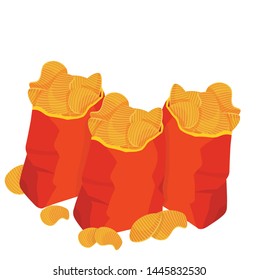 crispy chips in the package vector illustration