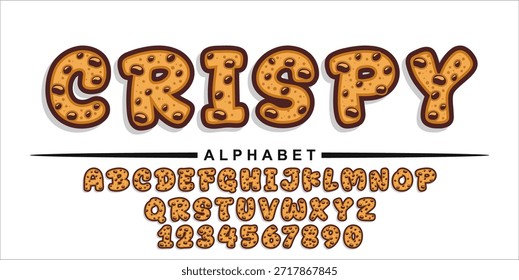 Fuente de letras y números de galletas crujientes