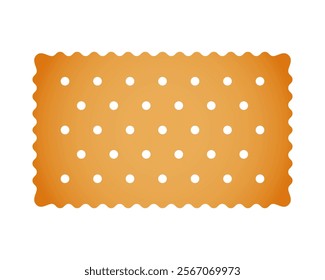 Crispy cracker. Sweet or salty biscuit cookie in rectangle shape. Crunchy snack isolated on white background. Vector cartoon illustration.