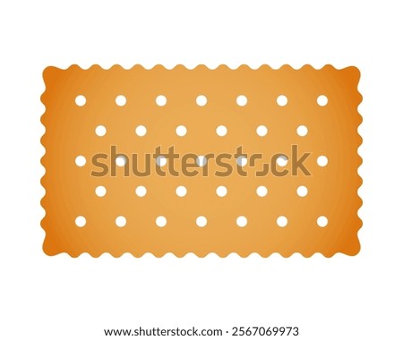 Crispy cracker. Sweet or salty biscuit cookie in rectangle shape. Crunchy snack isolated on white background. Vector cartoon illustration.