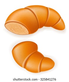 crispy croissant broken vector illustration isolated on white background