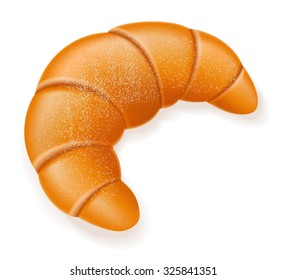 crispy croissant sprinkled with powdered sugar vector illustration isolated on white background