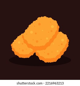 Crispy deep fried breaded chicken nuggets isolated. Delicious crunchy fast food concept. Junk food or unhealthy dish. Cartoon restaurant appetizer meal icon. Flat vector graphic design illustration. 