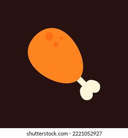 Frische, frittierte Hühnertrommeln einzeln. Ein köstliches, knuspriges Fast Food-Konzept. Symbol für Junk Food oder ungesunde Gericht. Symbol für das Cartoon-Restaurant-Essen. Flache Vektorgrafik-Design-Illustration.