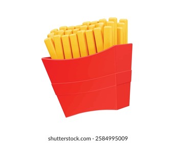 Crispy French Fries in Red Box icon 3d rendering illustration