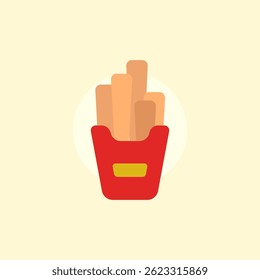 Crispy French fries in red cardboard container, tempting look for fast food design