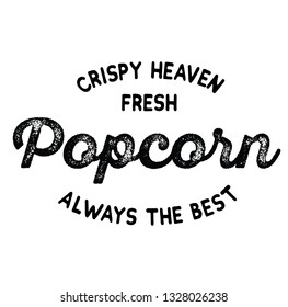 crispy fresh popcorn label on white background