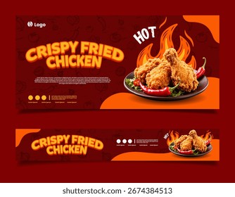 crispy fried chicken background banner template