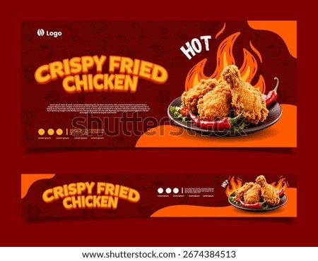crispy fried chicken background banner template