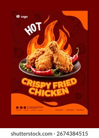 Plantilla de folleto de fondo de pollo frito crujiente