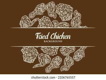 Crispy fried chicken background template, Fast food background vector illustration