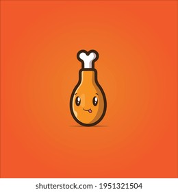 Crispy Fried Chicken Cartoon Vector Illustration with kawaii Expression