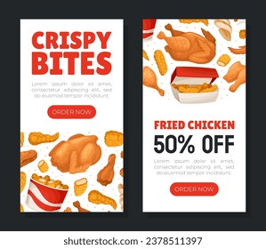 Crispy Fried Chicken Food Banner Design Vector Template