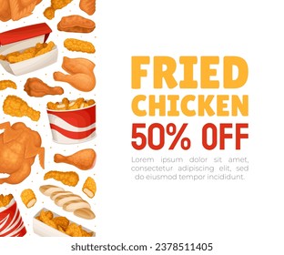 Crispy Fried Chicken Food Banner Design Vector Template