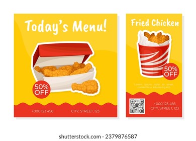 Crispy Fried Chicken Food Banner Design Vector Template