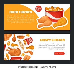 Crispy Fried Chicken Food Banner Design Vector Template