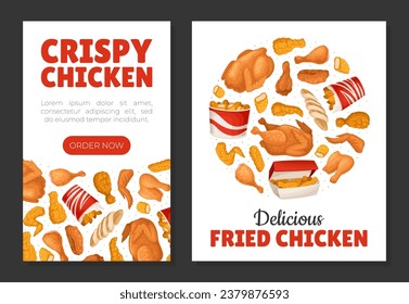 Crispy Fried Chicken Food Banner Design Vector Template