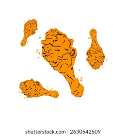 Diseño crujiente de la Ilustración vectorial del icono del pollo frito