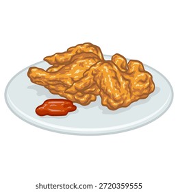 Vector de ilustración de pollo frito crujiente