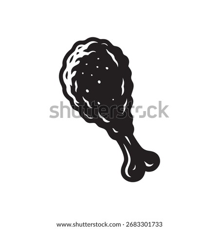 Crispy fried chicken leg silhouette icon for food and restaurant designs