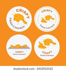 Crispy Fried Chicken logo template. Food Label or Circle banner design.
