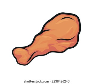 Crispy fried chicken piece isolated on white background, illustration isolated 