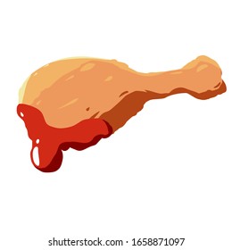 crispy fried chicken with sauce vector illustration editable eps file